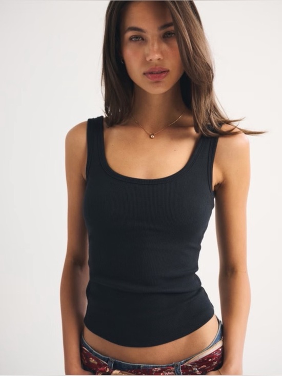 Abercrombie & Fitch Tops - Navy bra-free rib tuckable scoopneck tank small